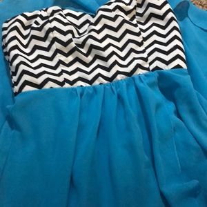 Blue strapless dress